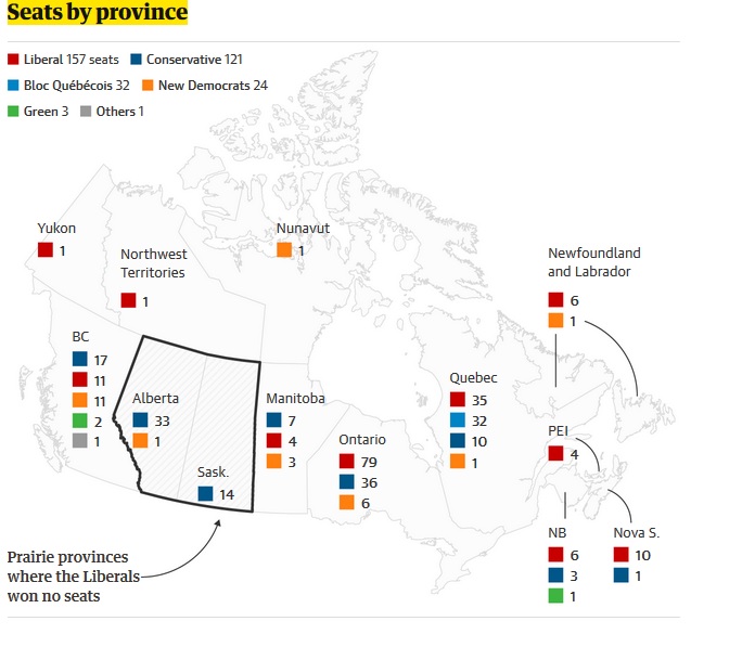 Canada federal 2019 by province